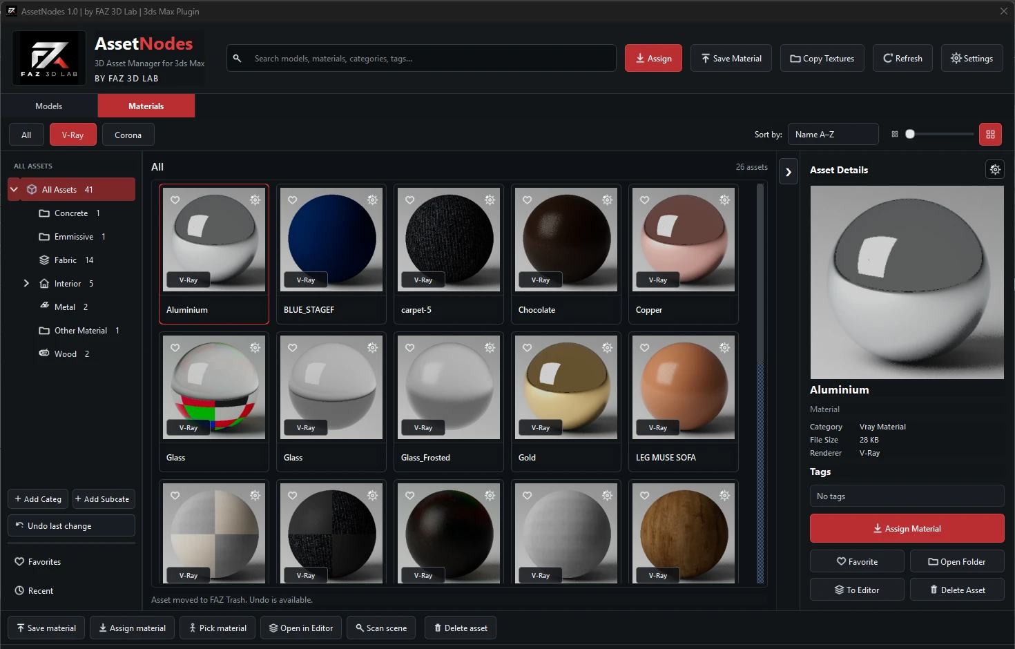 Asset Nodes V-Ray materials